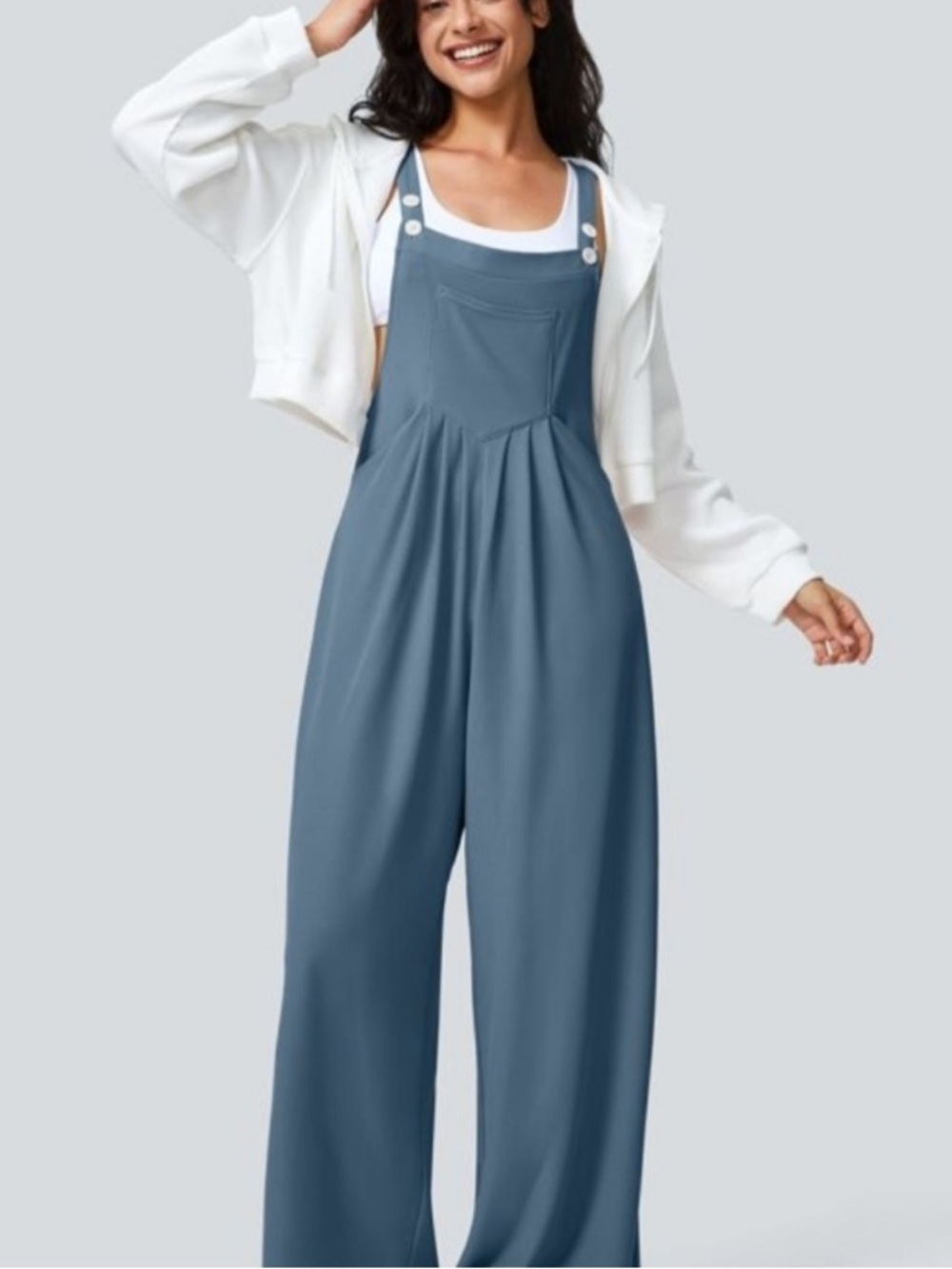 HALARA Overalls Jumpsuit Sz S Deep Blue sleeveless casual wide leg